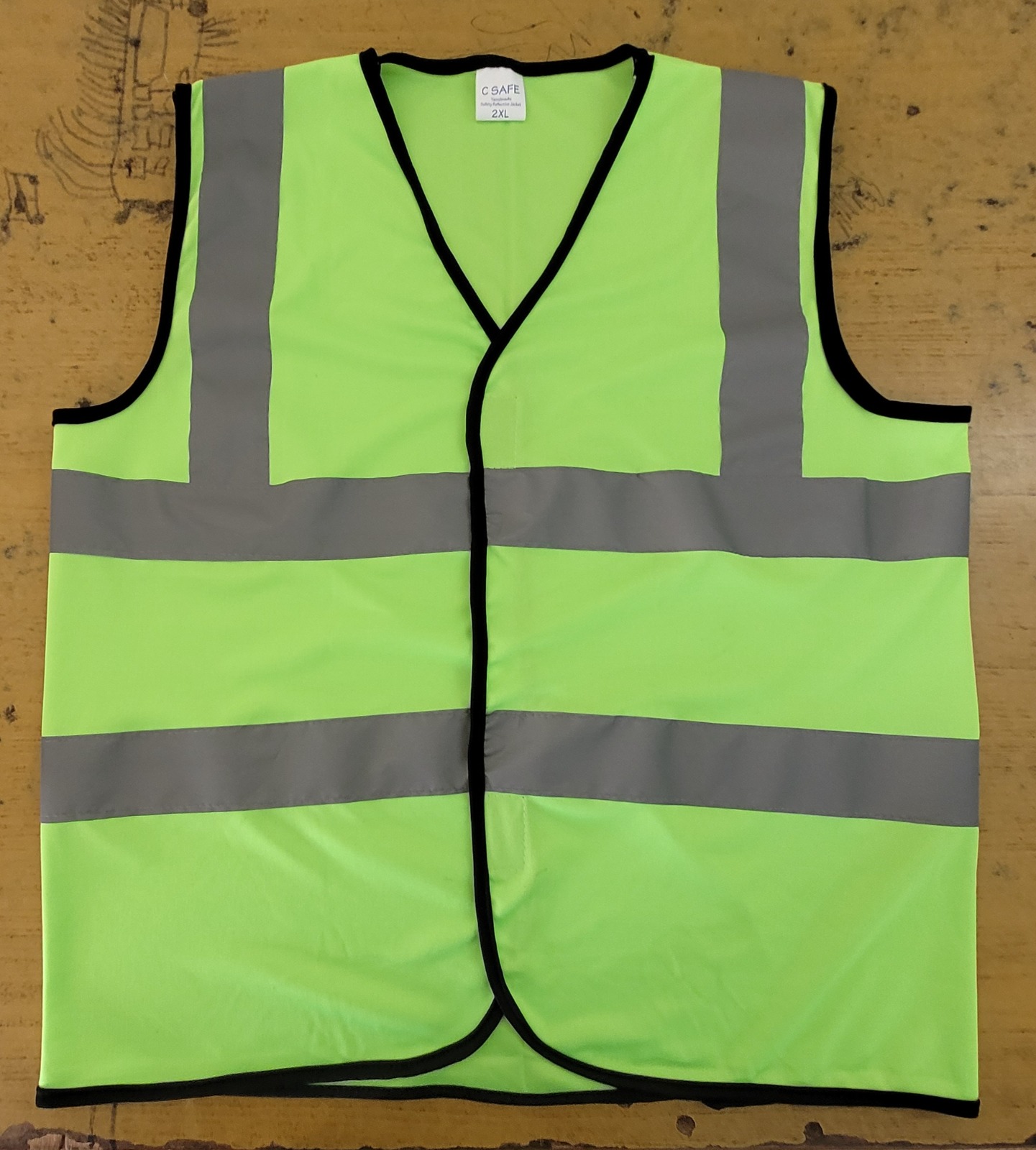 140 GSM Polyester Fluorescent Green Double Reflective Tape Velcro Type