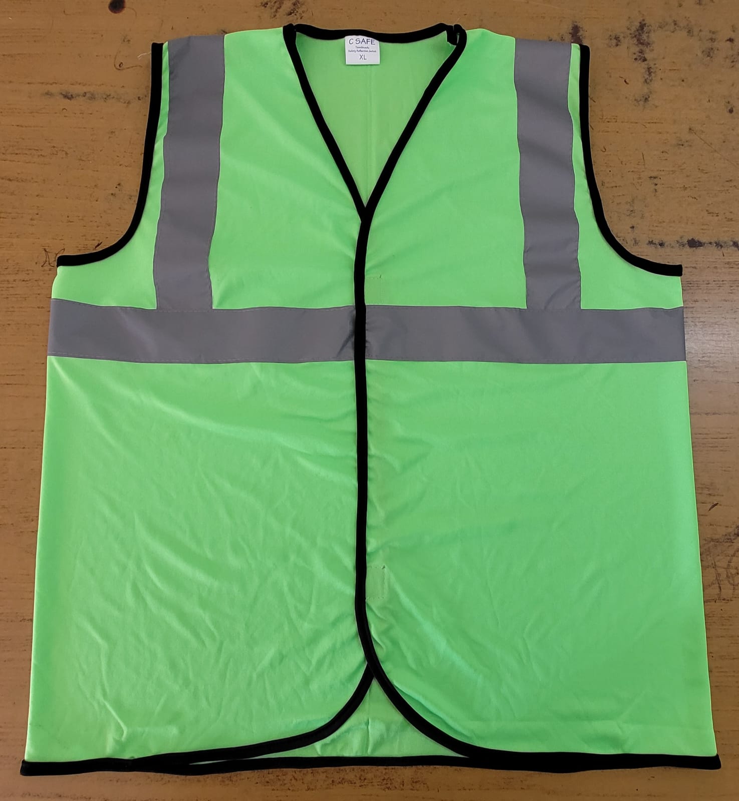 140 GSM Polyester Fluorescent Green Single Reflective Tape Velcro Type