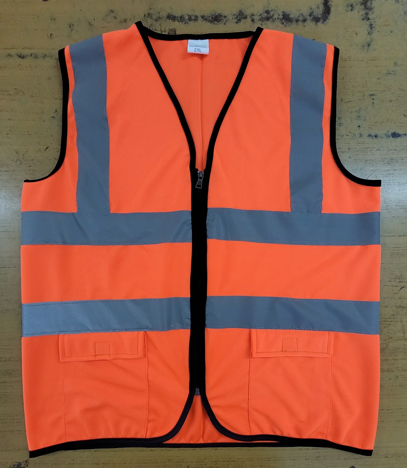 160 GSM Polyester Fluorescent Orange Double Reflective Tape Zip Type