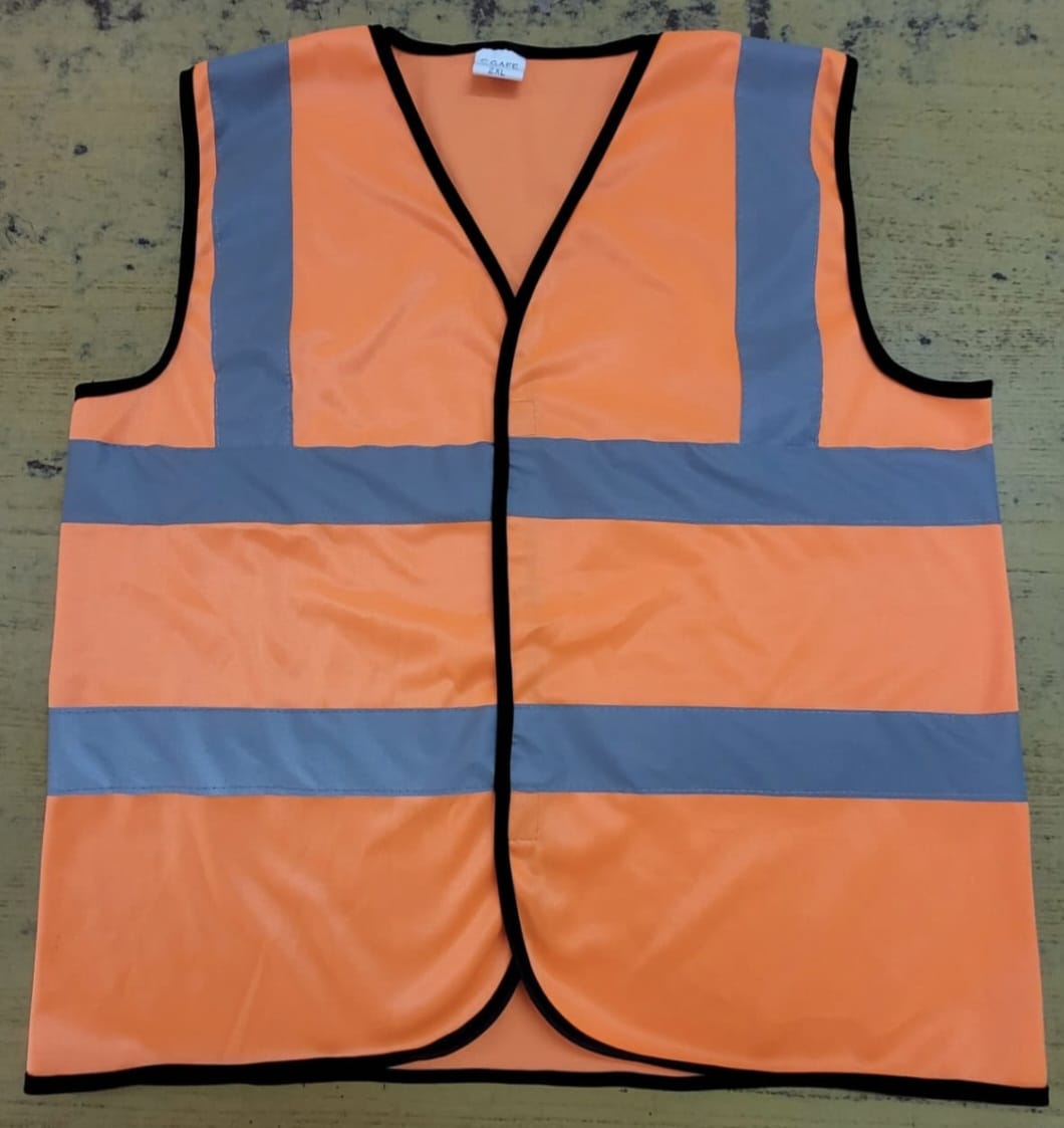 220 GSM Polyester Fluorescent Orange Double Reflective Tape Velcro Type